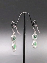 NOS By JEZLAINE Sterling Silver Aventurine Stone Drop Dangle Hook 925 Earrings