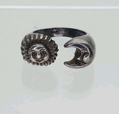 Vintage Sterling Celestial Ring Sun Moon Ring Sterling Silver 925 Sz 6 Wrap Ring