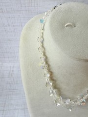 Vintage AB Aurora Borealis Crystal Bicone Bead Choker Necklace Jewelry