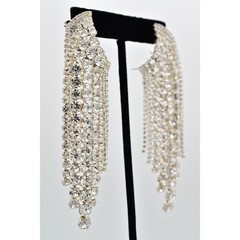 Vintage Crystal Climber Waterfall Earrings Drip Tassel Dangle Chandelier Y2K 9C