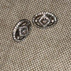 Carol Lee Crystal Oval Silver Clip On Earrings