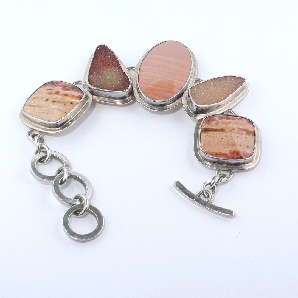 925 Silver 5 Large Multi Stone Chain Bracelet – Gorgeous