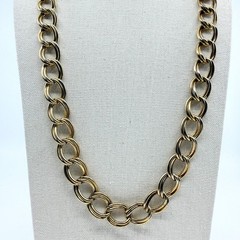 Necklace Vintage Gold Tone Double Oval Link Chain Statement Bold Chunky Retro