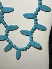 Vintage Blue Howlite Polished Stone Beaded Necklace