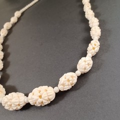 Vintage Off White Plastic Faux Bone Necklace 30in