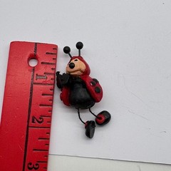 Vintage Resin Ladybug Brooch Red Black Dangle Leg Whimsical Insect Pin J109