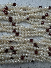 VINTAGE ESTATE GUMPS GARNET PEARL 14k GOLD NECKLACE 11 STRAND 17” ~ 89.2 Grams