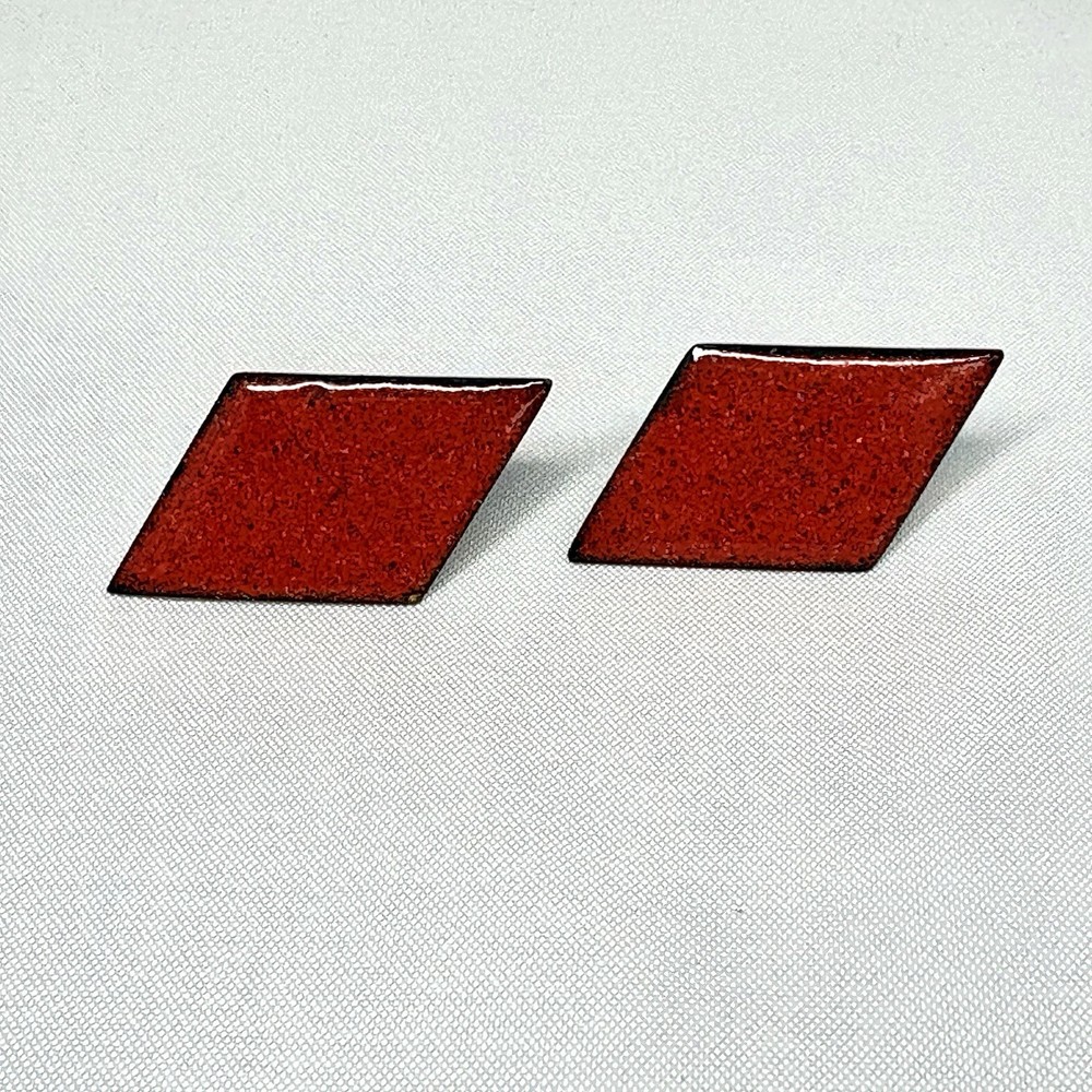 Enamel Copper Earrings Screw Back Vintage MCM Industrial Chic Minimalism