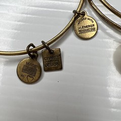 H1 Lot Gold brass Alex and ani young strong love bangles Boho Retro bracelets