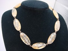 SIGNED J.JILL RUTILATED QUARTZ OVAL BEADED NECKLACE ESTATE