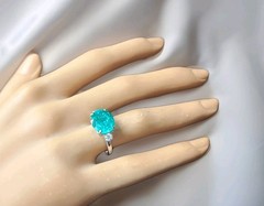 Vintage Platinum Engagement Ring 7.27ct. Blue Neon Tourmaline Oval Shape
