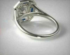 Art Deco Style Lab Created Diamond & Sapphire Wedding 14K White Gold FN Ring