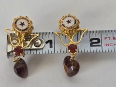 Vintage American Legion Auxiliary Clip On Earrings Dangle Heart