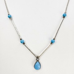 Sterling Silver 925 Turquoise Liquid Silver Turquoise Pendant Necklace 18 inches
