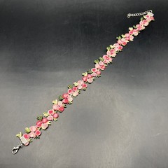 Vintage 90s Fabric Choker Necklace Pink Floral Adjustable 12.5 to 14.5 Inch