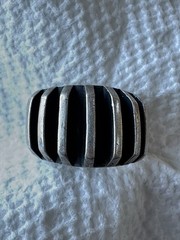 Vintage Anna Greta Eker Modernist Sterling Silver Ridged Adjustable Ring Size 6