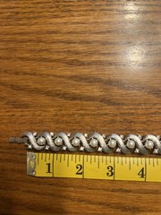 Vintage Trifari Link Bracelet Faux Pearl Rhinestone Silver Tone