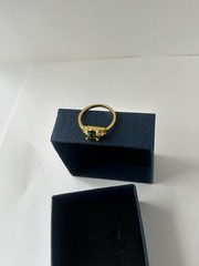 Vintage Green Cubic Zirconia Ring Gold Plated Womens Size 7.5