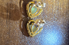 1/20 14K GF Opal Heart Post Earrings, Vintage