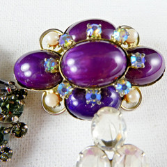 Plastic PIN BROOCH Collection 10 Piece Acrylic Lucite Multi Color Stones Large