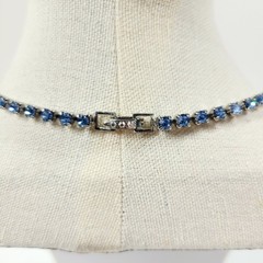 Vintage Lavalier Drop Mid Century Rhinestone Choker Necklace Cocktail Ice Blue