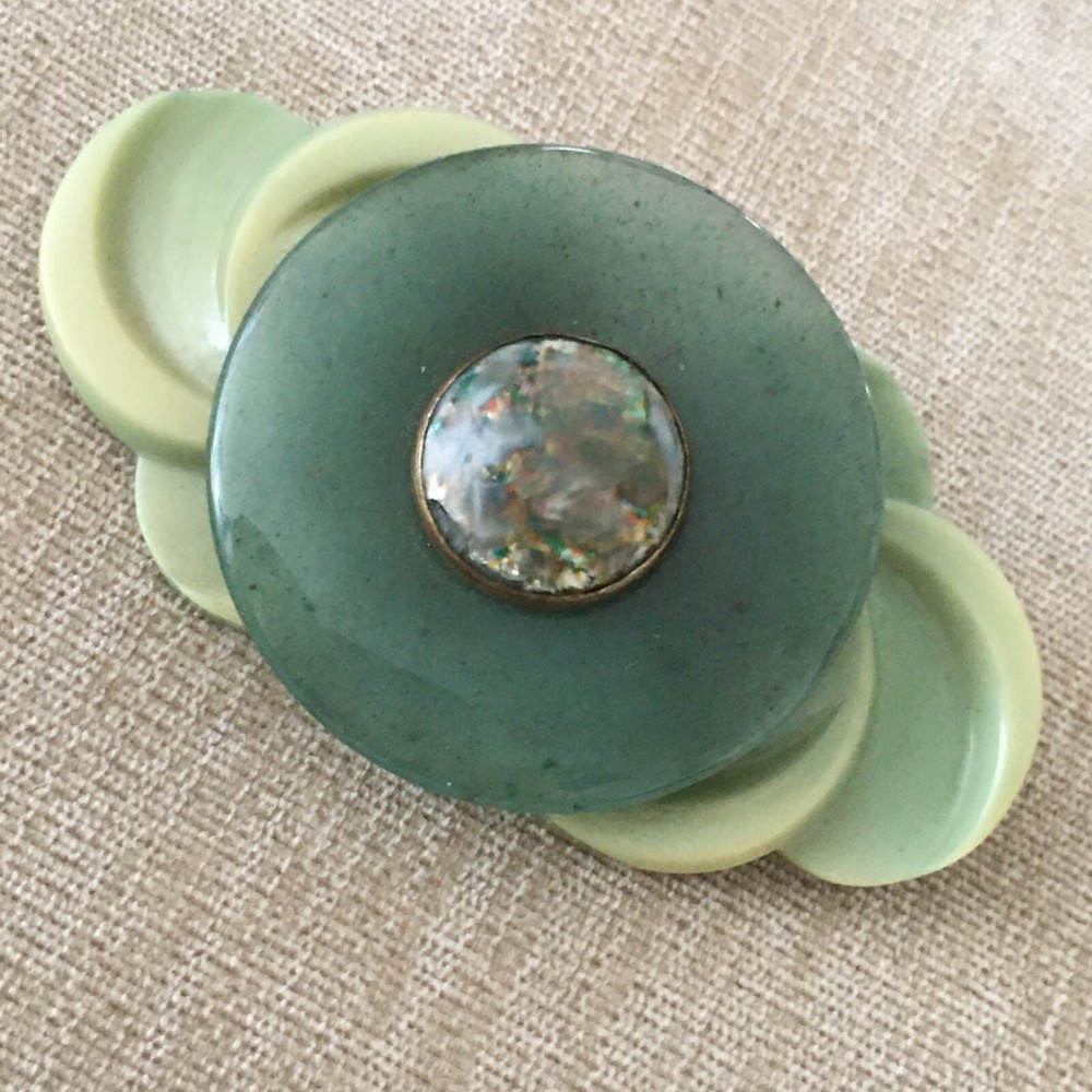 Mid-Century Aventurine Brooch Pin