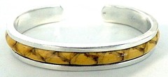 BRACELET STERLING SILVER REAL YELLOW SNAKE SKIN INLAID CUFF APPROX 7/16″ WIDE #1
