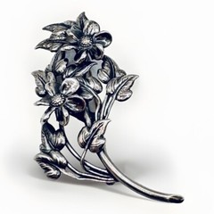 Vintage Danecraft Sterling Silver Floral Spray Brooch Pin Blooming Branch 3 1/8”
