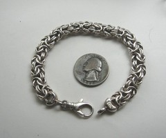 Vintage 925 Sterling Silver Milor Italy 10mm Byzantine 8″ Bracelet 22.1 Grams