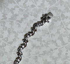 Tennis Bracelet, Vintage, Silvertone & Clear Crystals, Open Box Clasp, 7 Inches