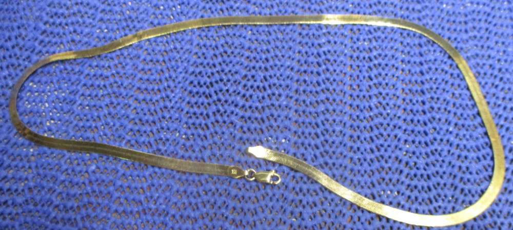 Vintage HERRINGBONE 18-inch NECKLACE Sterling Gold Tone HCT 925 Italy 7.4g