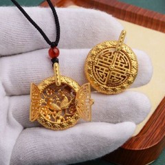 Chinese Vintage Hollowed Out Lucky Pendant Bird Necklace Jewelry With Rope Gift