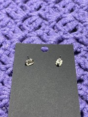 Vtg Clear Rhinestone Flower Faux Pearl Drop Dangle Earrings Silvertone 7/8 inch