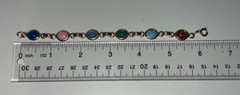 Vintage Gold-tone Equptian Revival Cabochon Scarab Link Bracelet