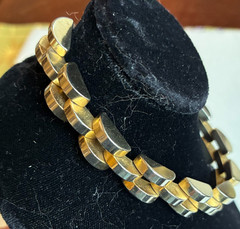 Vintage Goldtone Super-chunky Link Bracelet Fold-over Clasp 7″ x 7/16″