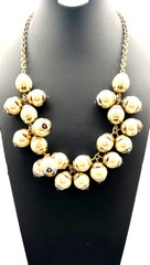 J. Crew Vintage Pearl Cluster Statement Necklace Gold Tone Chunky Bubble Chic