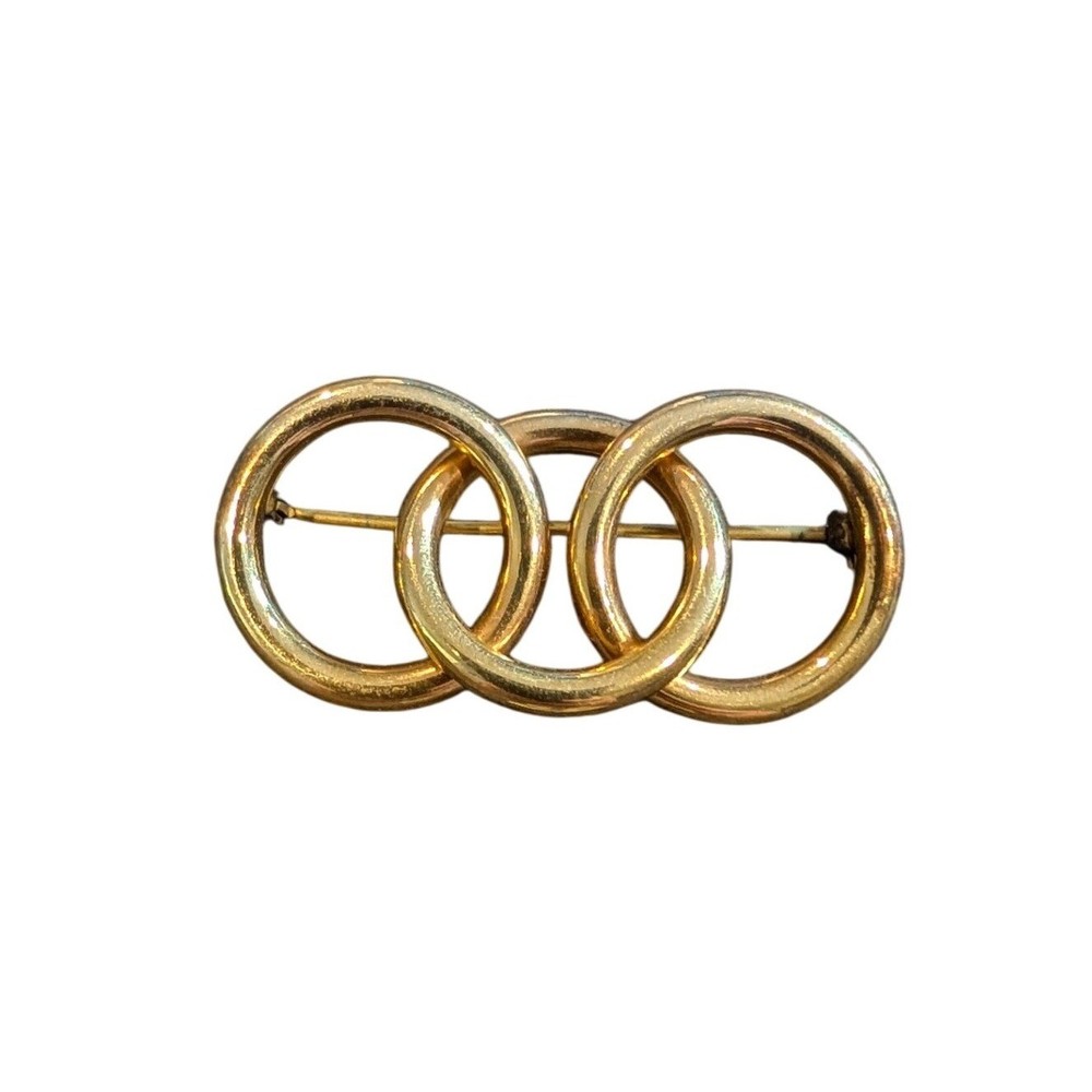 Vintage JMS 1/20 12K Gold Filled Interlocking Triple Circle Ring Brooch Pin