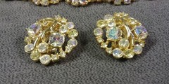 5 Aurora Borealis Rhinestone Art Bracelet Earrings Vintage Jewelry Lot