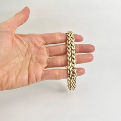 Vintage 1950’s Wide Woven Wheat Chain Bracelet 14K Yellow Gold, 8 Inch, 12.27 Gr