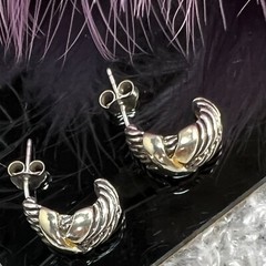 5/8″ Vermeil & Sterling Silver 0.925 vintage half HOOP pierced POST EARRINGS