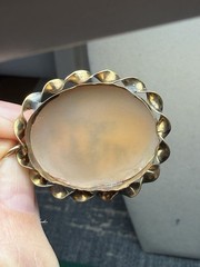 Antique Victorian Gold Filled Shell Cameo Rebecca At The Well Pendant 1870s