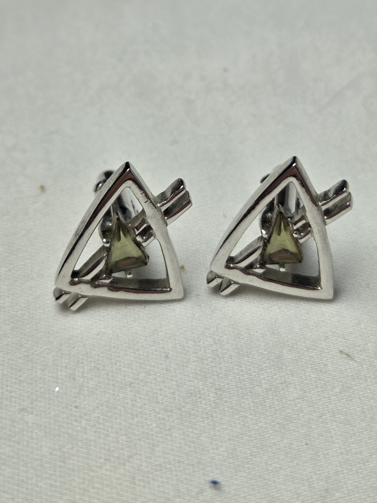 SONNY Vintage Triangle Silver Bullet Back Cufflinks Signed Metal Men