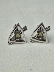SONNY Vintage Triangle Silver Bullet Back Cufflinks Signed Metal Men
