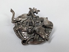 Jezlaine .925 Sterling Silver Noah’s Ark Figural Brooch Pin Elephant Giraffe…