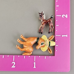 Vintage Enamel Horse Brooch Lot of 2 Brown Donkey With Hat 1 – 1 .75″