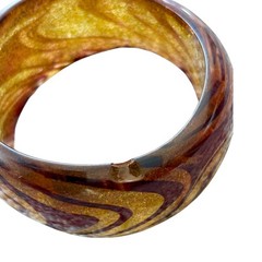 Vintage Resin Glitter Swirl Bangle Bracelet Red Gold Chunky Retro 70s 90s Y2K