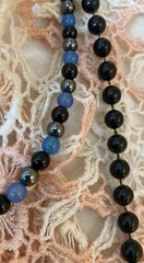 Necklace LOT OF 2 Blue Silver Black Stone? Glass? Beaded Plastic EUC