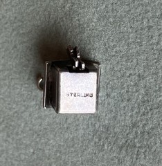 Vintage Sterling Silver Charm Schnauzer In Dog House Charm For Bracelet 1950’s