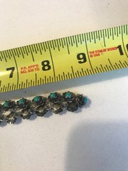 Vintage Antique Mexico/Indian Sterling Silver Stamped Turquiose 18″ Necklace 30g