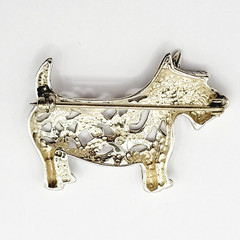 Scottie Dog Scottish Terrier Jezlaine Sterling 925 Filigree Metal Vtg Brooch Pin